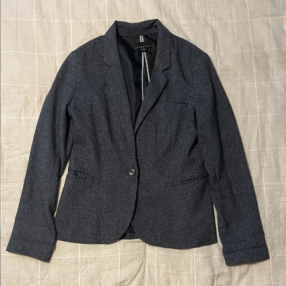 Attention Women's Navy Checked Blazer